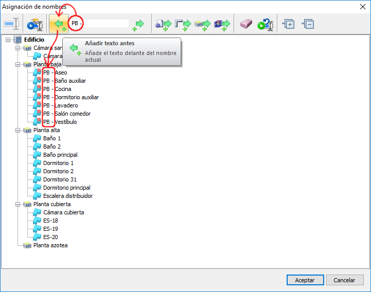Cuadro de diálogo para asignación de nombres
