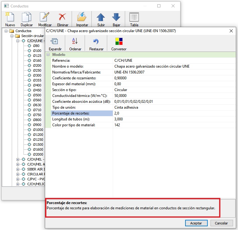 Base de datos de conductos