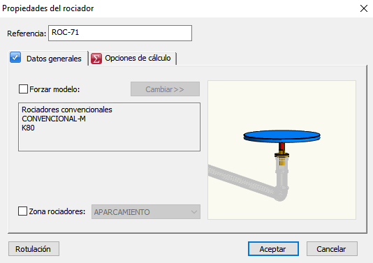 Datos generales rociadores