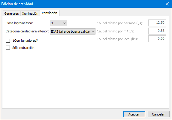 Propiedades de ventilacin de la actividad