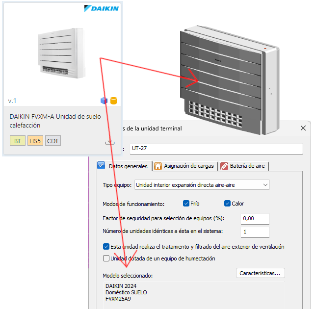 Tarjeta de objeto BIM y datos técnicos