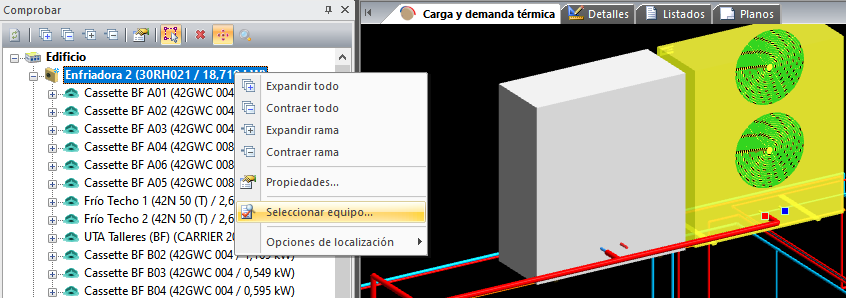 Seleccionar equipo en panel Comprobar