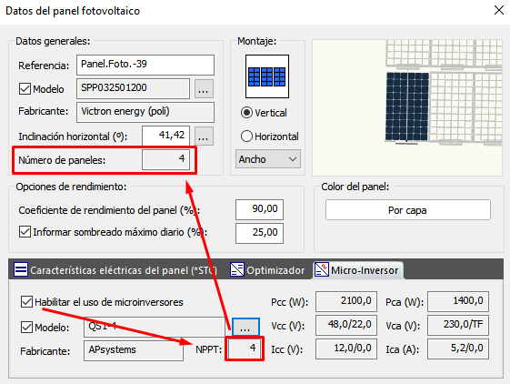 Cambio del nmero de paneles por habilitar el Micro-inversor