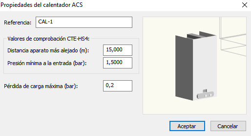 Propiedades calentador ACS