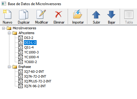 Base de datos de Micro-Inversores