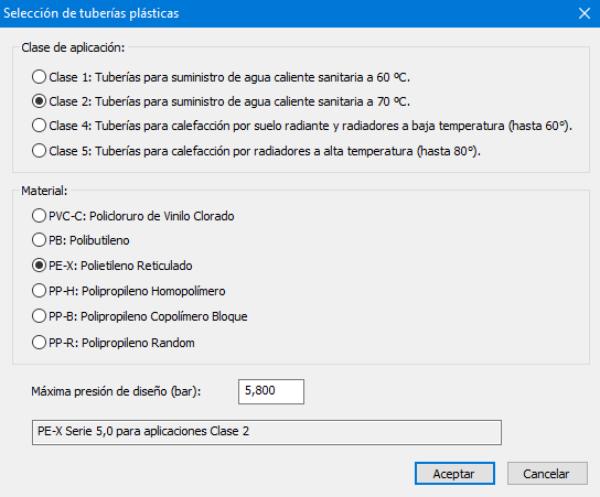 Seleccin de tuberas plsticas