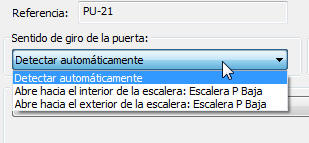 Sentido de giro de la puerta