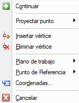 Menú contextual Vértice