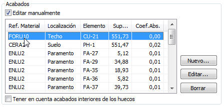 Lista de acabados