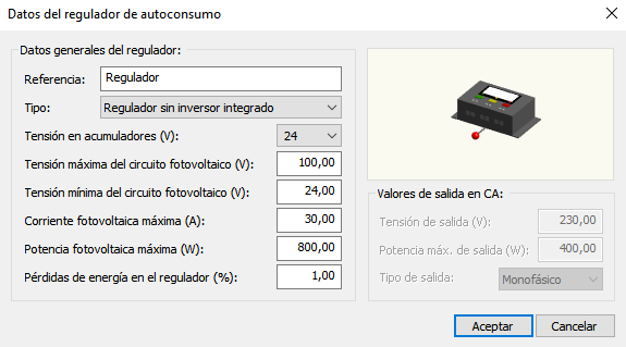 Propiedades Regulador Autoconsumo