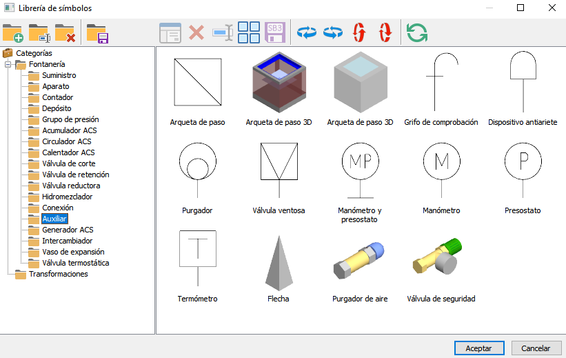 Librera smbolos 3D Elementos auxiliares