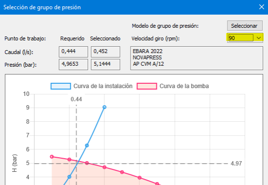 Seleccionar velocidades de giro